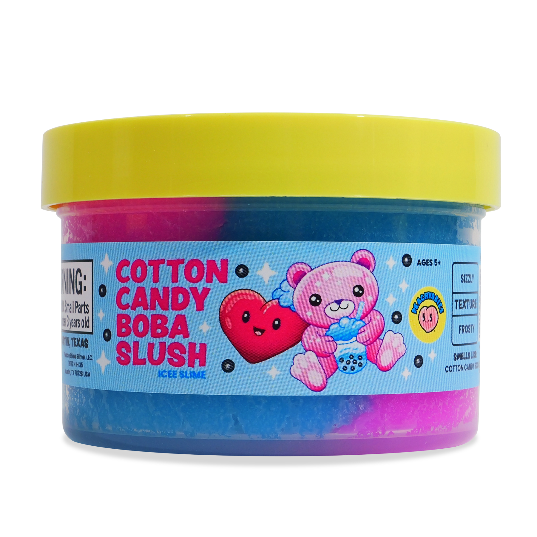 PeachyBbies 7 oz Cotton Candy Boba Slush Slime