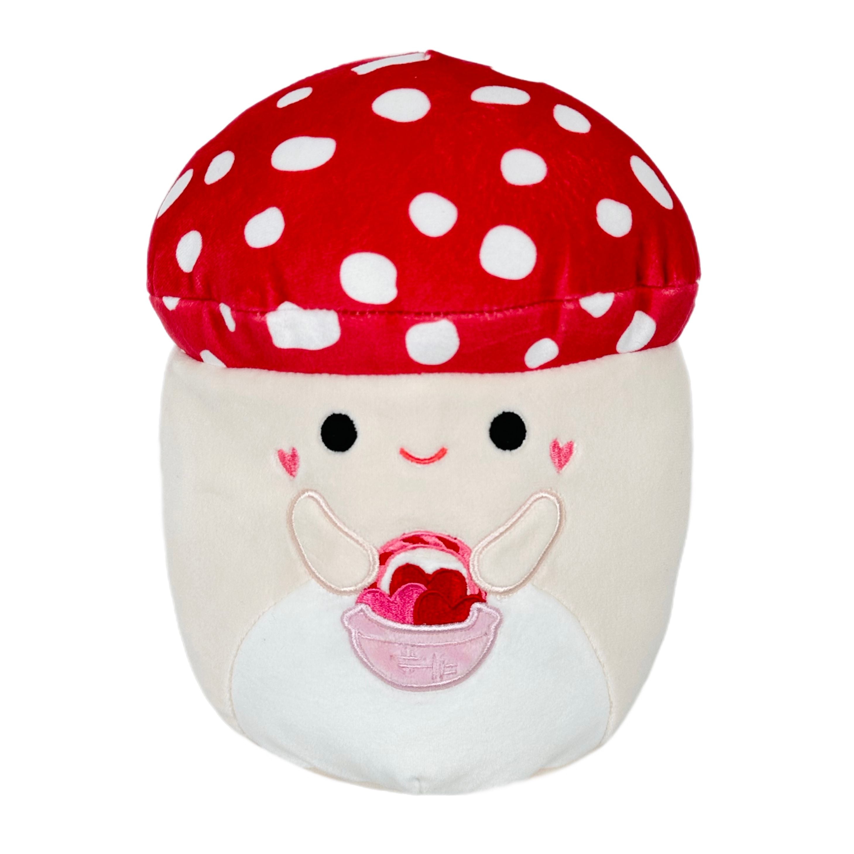Squishmallow 5 Inch Malcolm the Mushroom with Basket of Hearts Valentine Plush Toy
