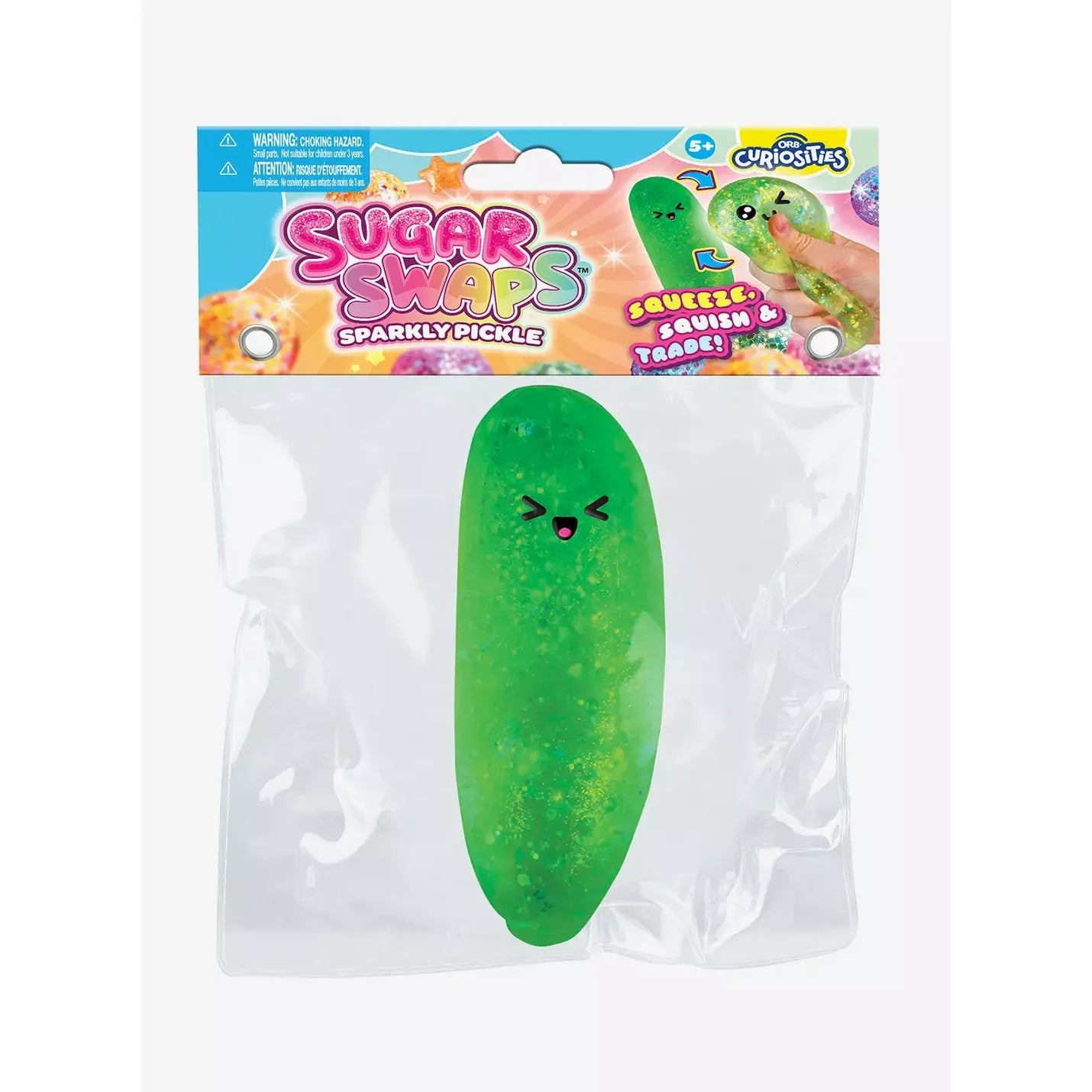 ORB 3 Inch Sugar Swaps™ Sparkly Pickle Squishy Sensory Toy - Assorted