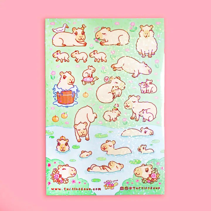 Turtle's Soup Capy Time Capybara Vinyl Sticker Sheet