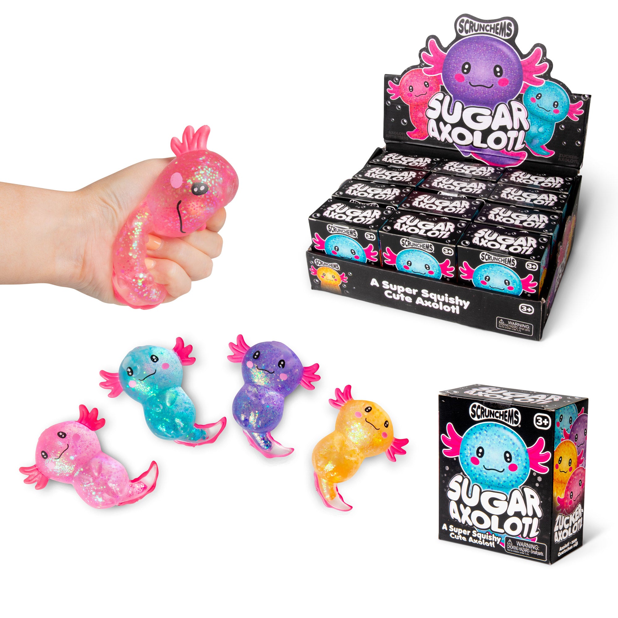 Scrunchems Sugar Axolotl 3 Inch Squishy Sensory Toy - Assorted