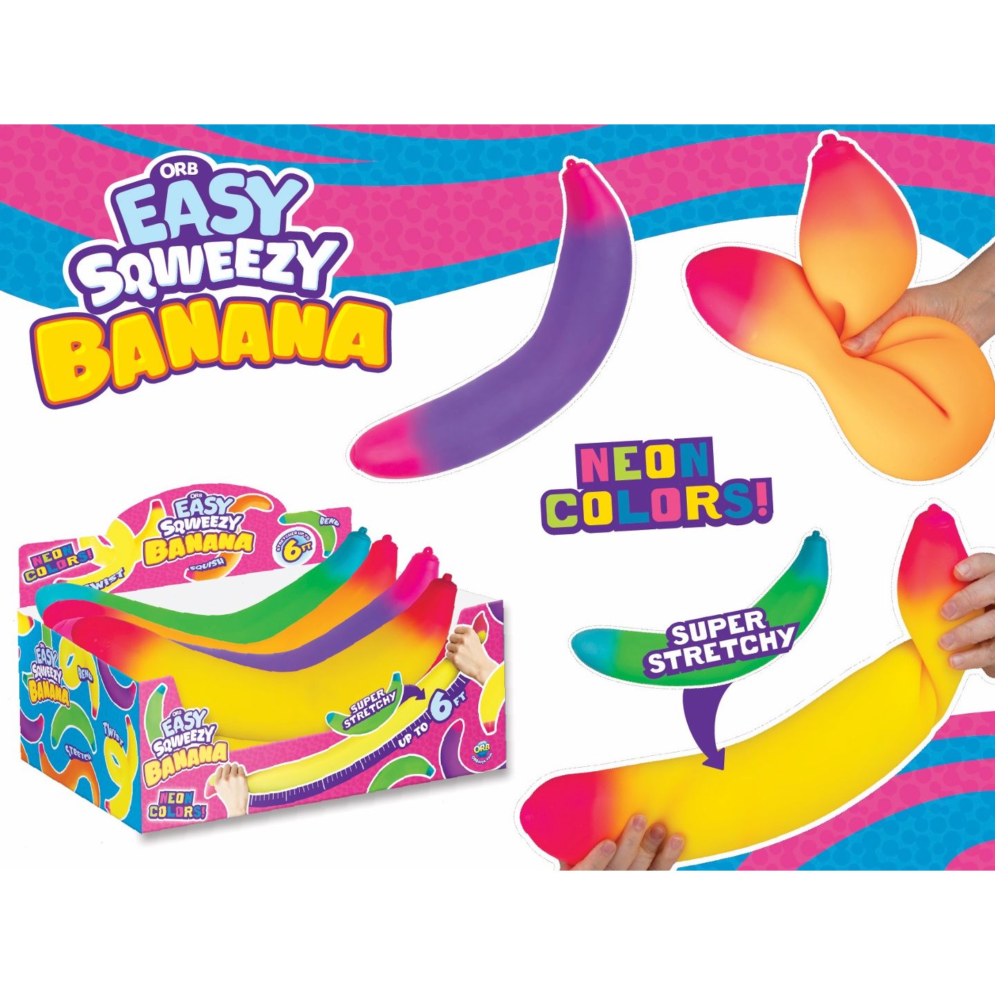 ORB Easy Sqweezy Neon Banana 14 Inch Jumbo Squishy Sensory Toy