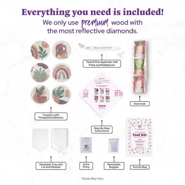Diamond Art Club Coasters - Plants Diamond Painting Kit
