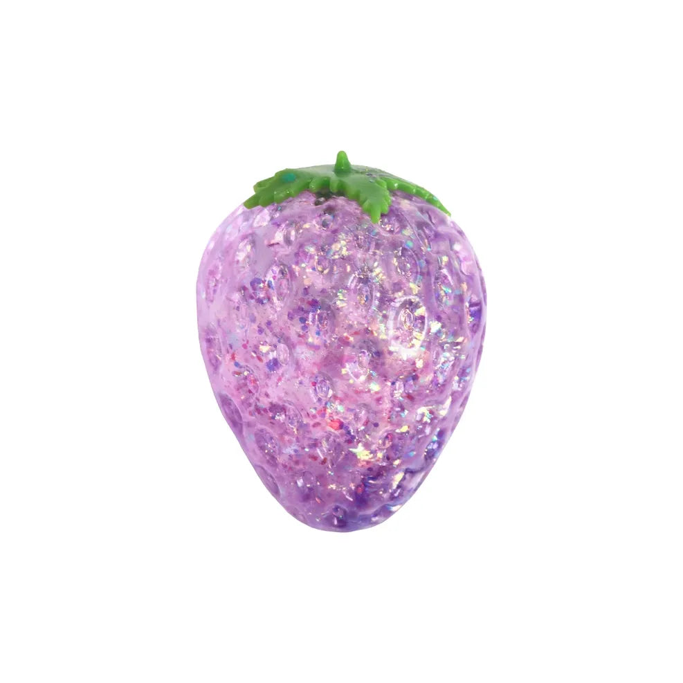 Sugar Gel Squishy 3 Inch Sparkle Strawberry Maltose Filled Sensory Toy - Assorted