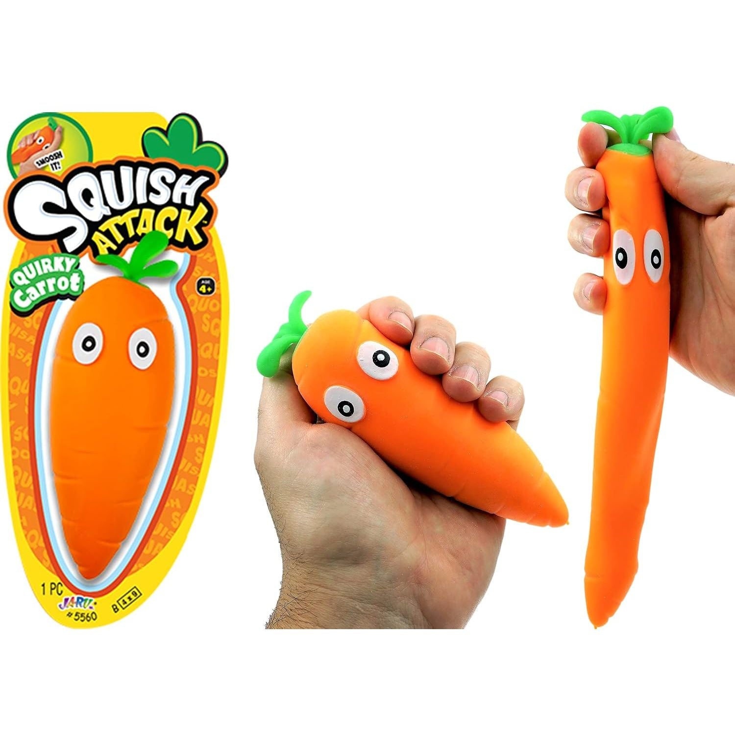 Ja-Ru Squish Attack 6 Inch Stretchy Veggies Sand Filled Squishy Toy - Quirky Carrot