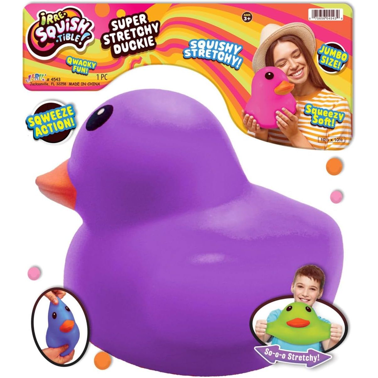 Ja-Ru Irre-Squish-Tible 7 Inch Super Stretchy Duck Squishy Toy - Assorted