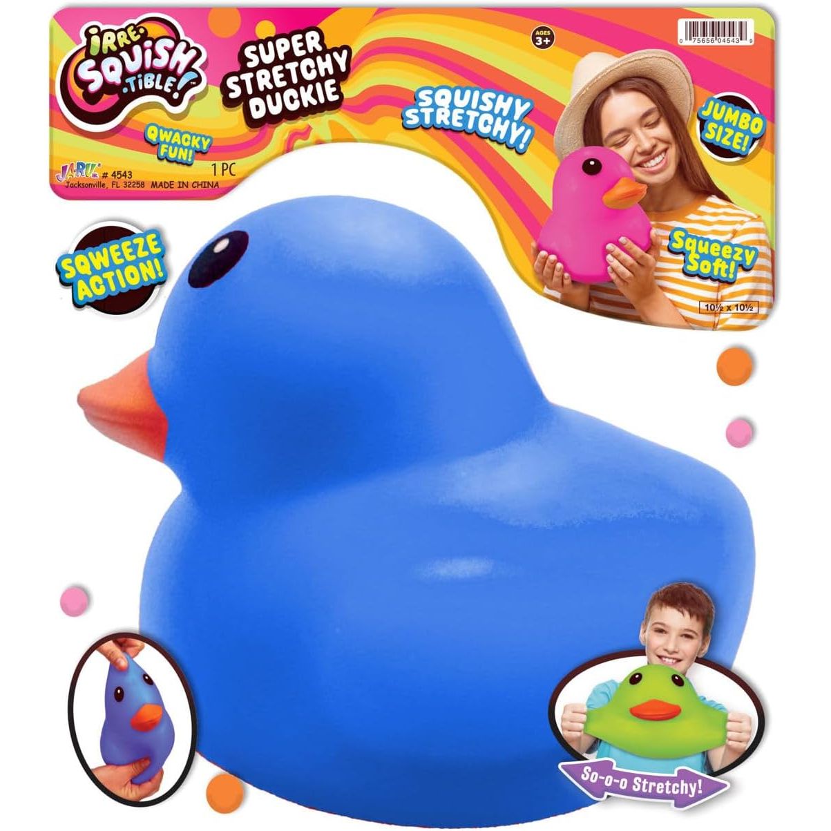 Ja-Ru Irre-Squish-Tible 7 Inch Super Stretchy Duck Squishy Toy - Assorted