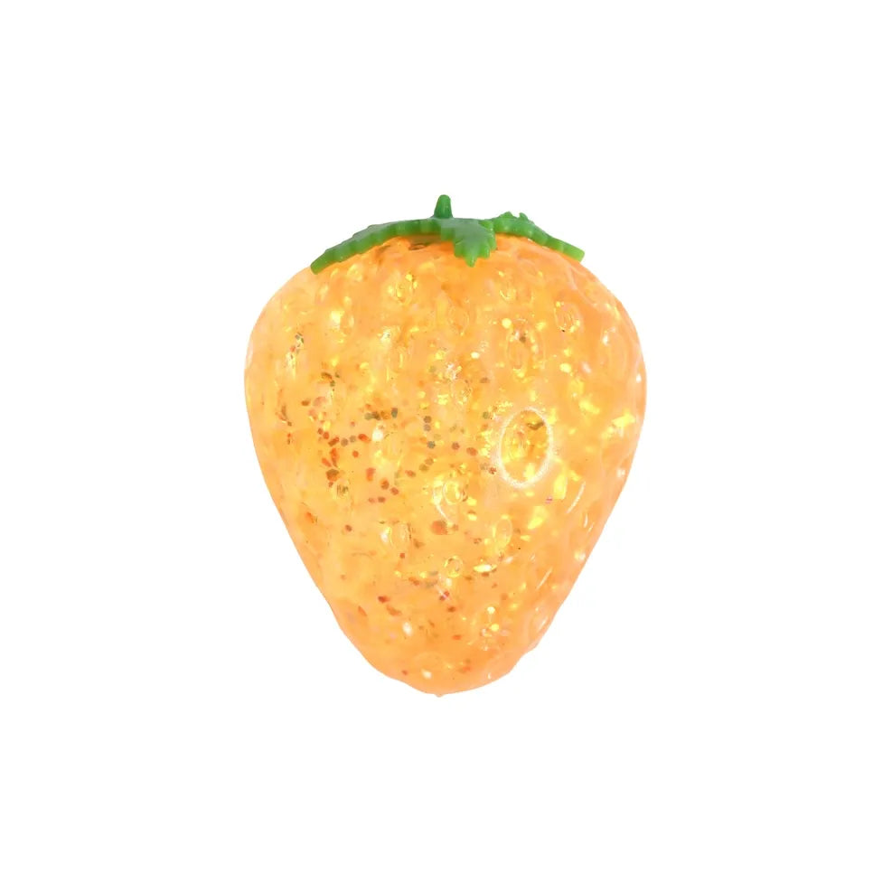 Sugar Gel Squishy 3 Inch Sparkle Strawberry Maltose Filled Sensory Toy - Assorted