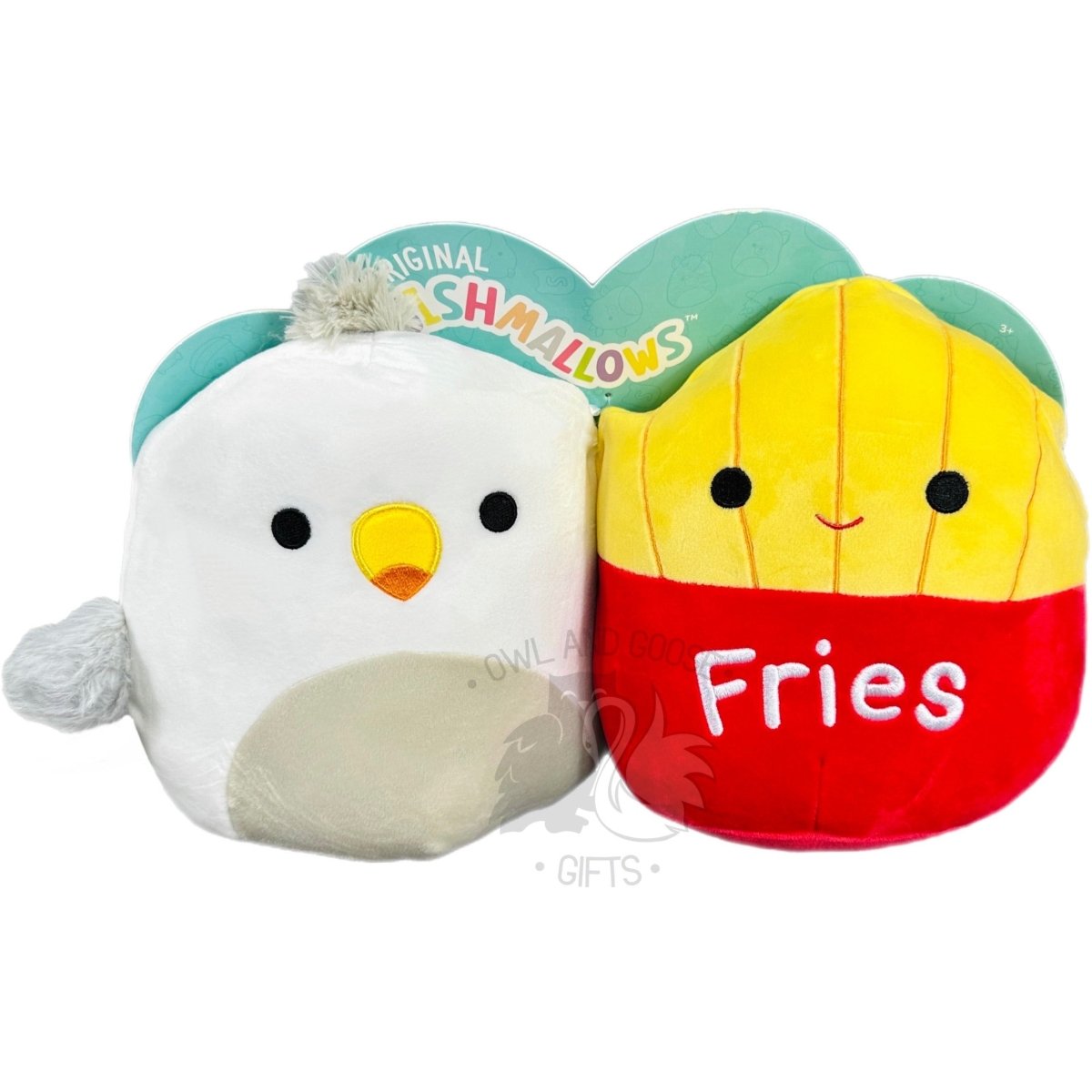 Squishmallow 8 Inch Steve the Seagull and Floyd the Fry Perfect Pair Plush Toy - Owl & Goose Gifts