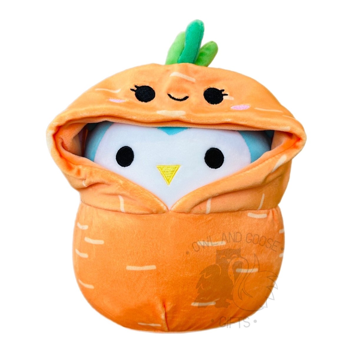 Squishmallow 8 Inch Winston the Owl in Carrot Costume Plush Toy - Owl & Goose Gifts