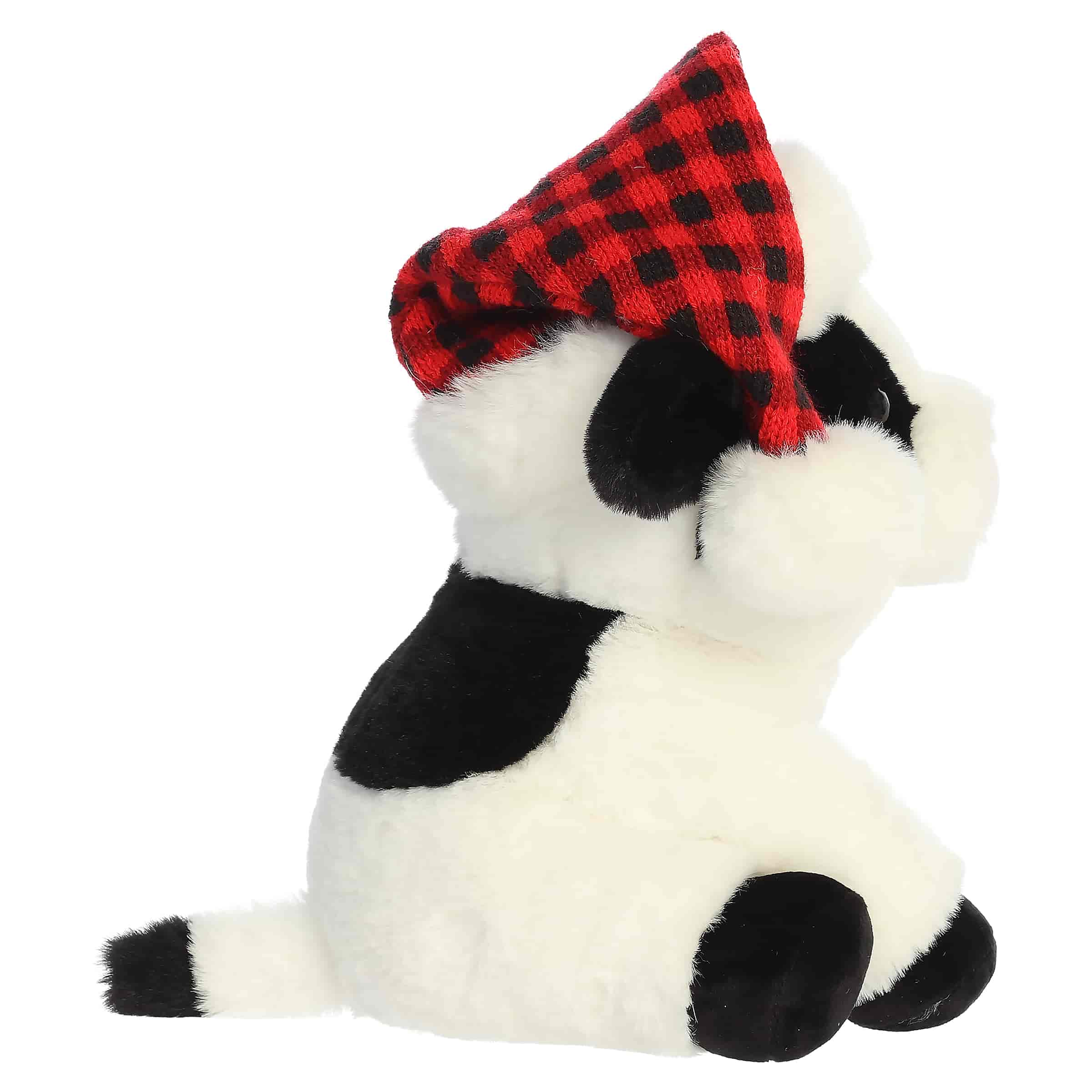 Aurora Plush 9 Inch Frosty Farm Black & White Cow Holiday Plush Toy