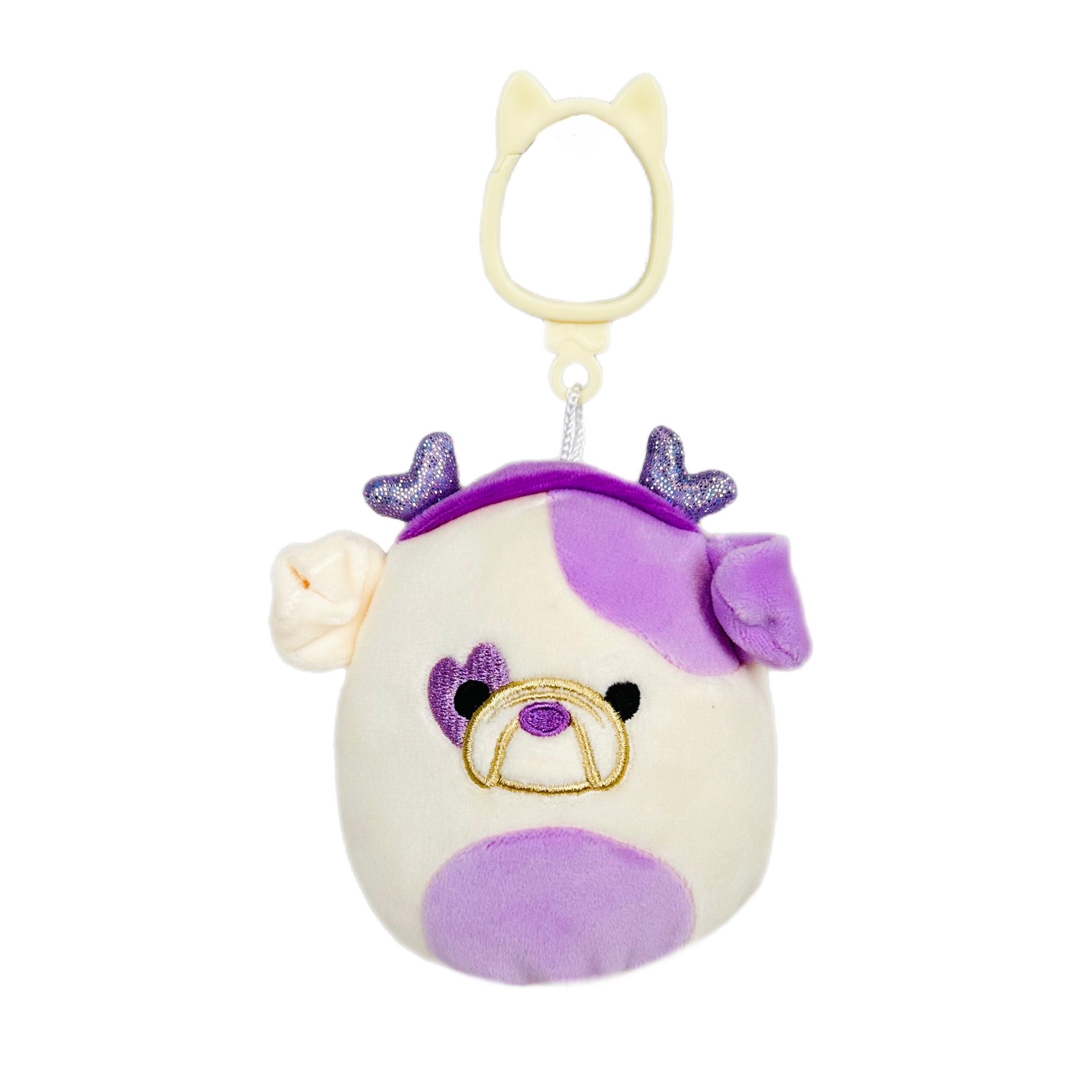 Squishmallow 3.5 Inch Danielle the Bulldog Valentine Plush Clip