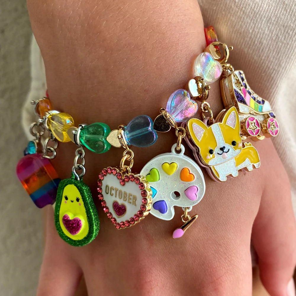Charm It! 6 Inch Gold Rainbow Stretch Charm Bracelet