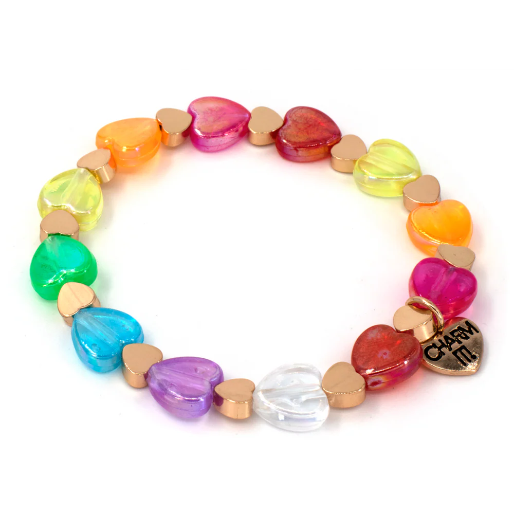 Charm It! 6 Inch Gold Rainbow Stretch Charm Bracelet