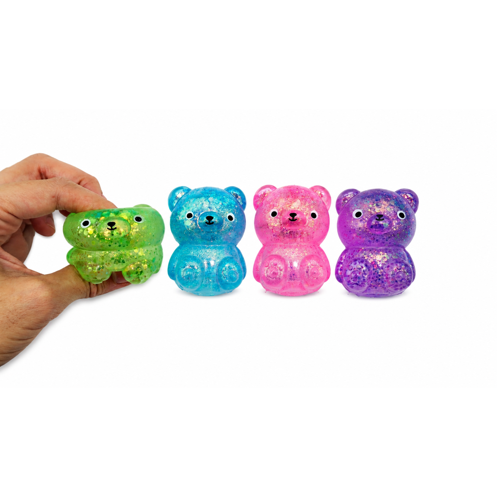 Ja-Ru 2.5 Inch Sparkle Glitter Bear -  2 Pack Maltose Squishy Sensory Toy
