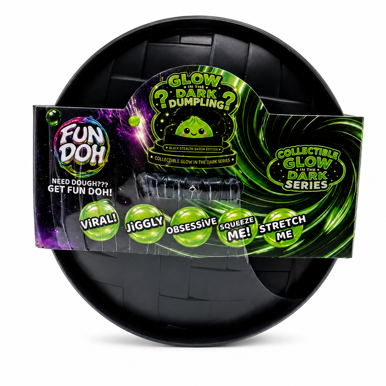 Fun Doh 4 Inch Mystery Black Steamer Glow in the Dark Dumpling Squishy Toy