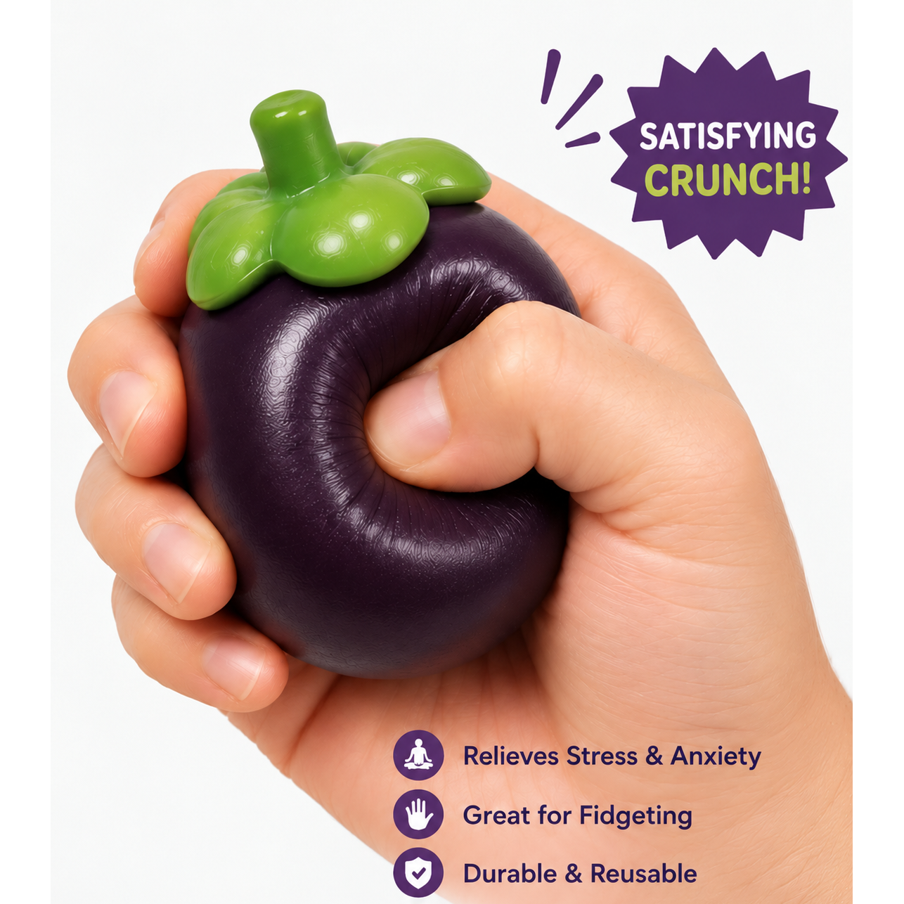 Crunchy Mangosteen Squishy 3.5 Inch Crunchy ASMR Squishy Sensory Toy