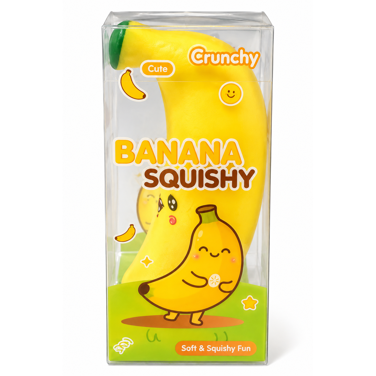 Crunchy Banana Squishy 4 Inch Crunchy ASMR Squishy Sensory Toy