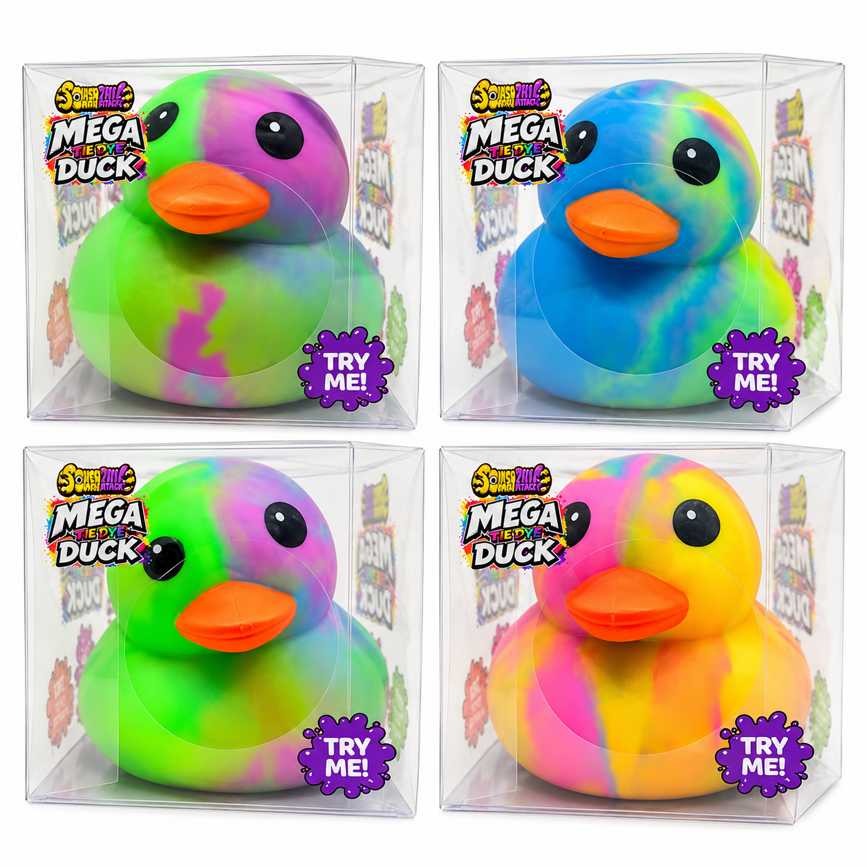 Fun Doh 6 Inch Mega Tie Dye Duck Squishy Toy - Assorted