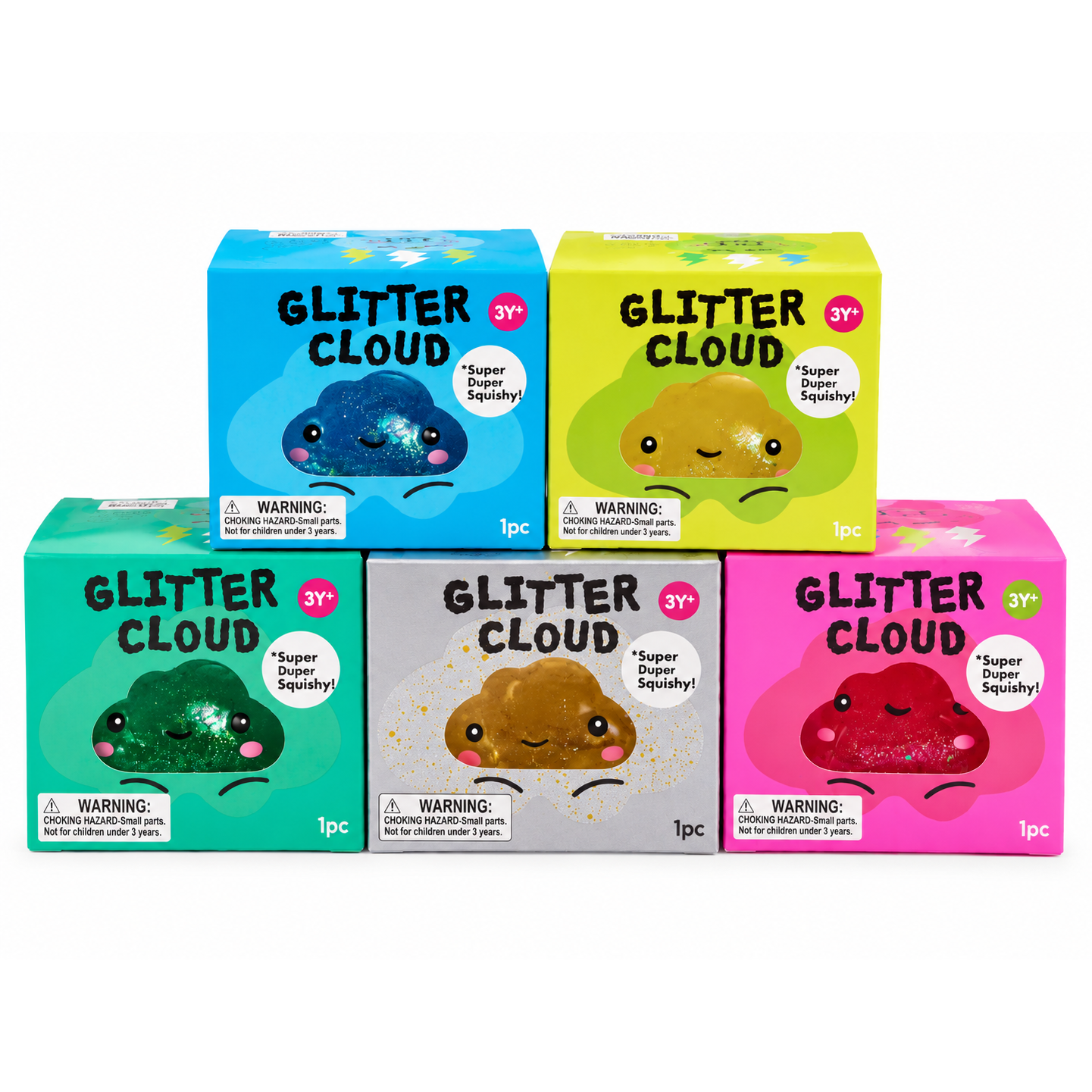 J'adore 3 Inch Glitter Cloud Squishy Fidget Sensory Toy - YELLOW
