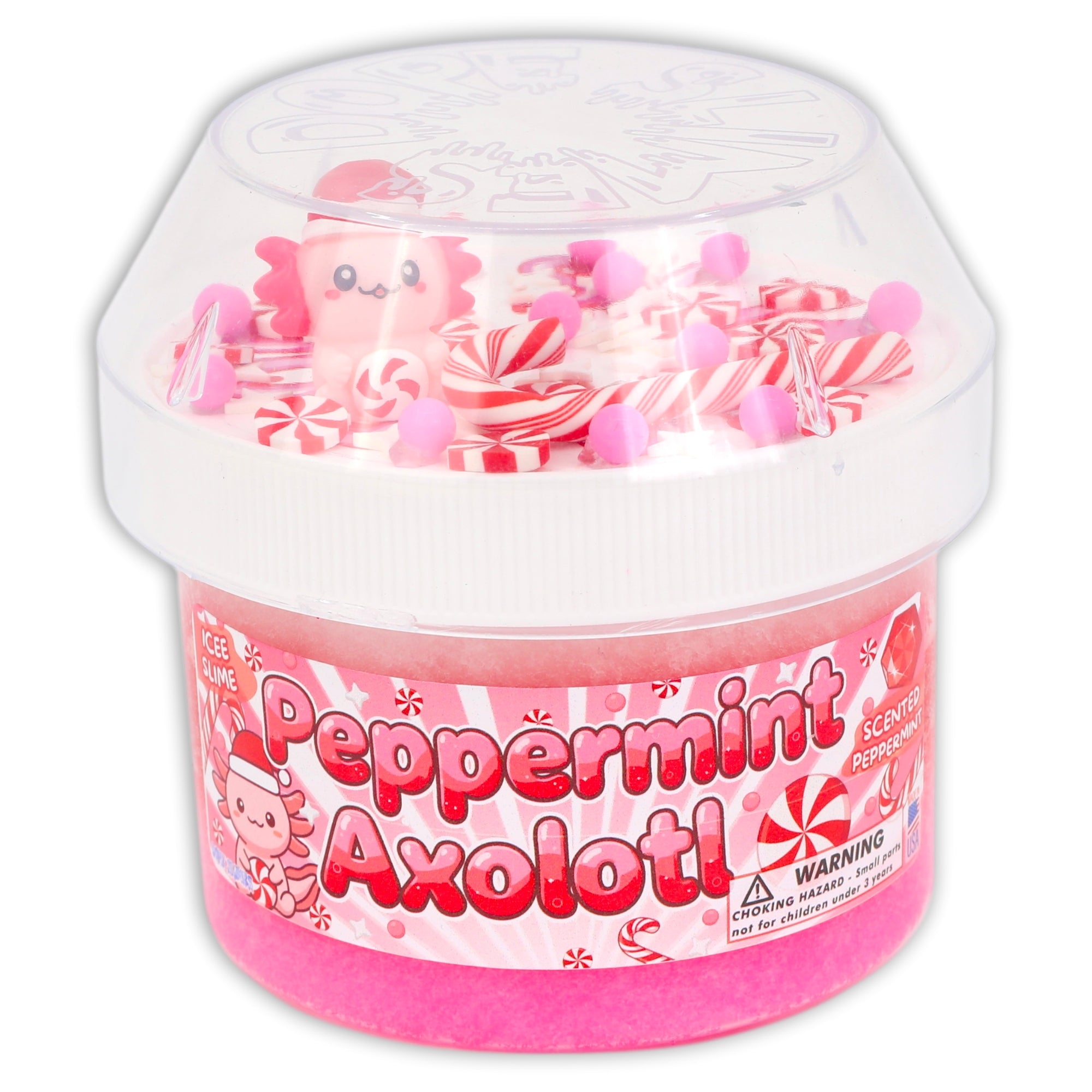 Dope Slimes 8 oz Peppermint Axolotl Holiday Slime