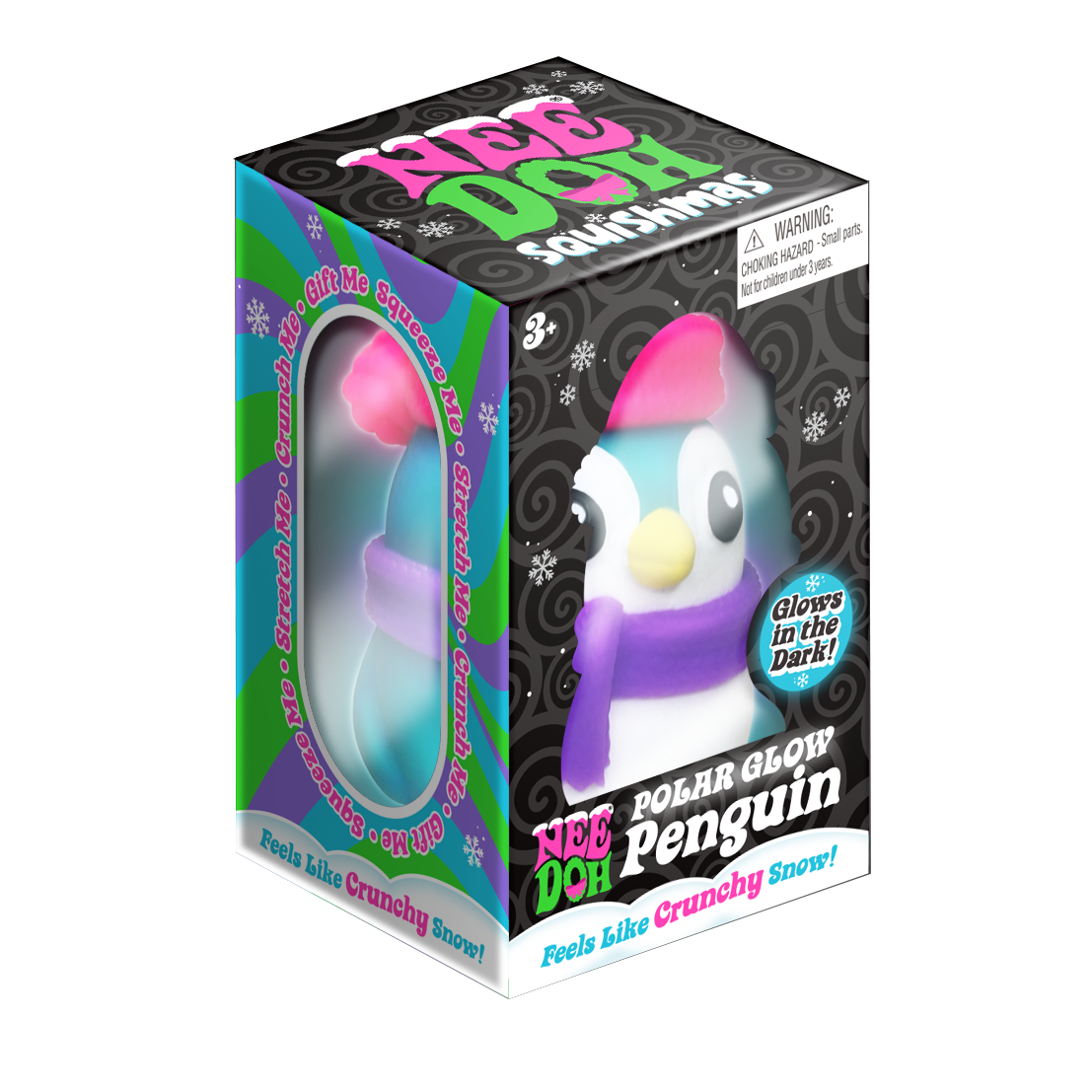 Nee Doh Polar Glow Penguin 3 Inch Squish Ball Fidget Toy