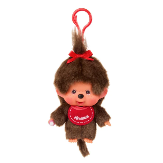 Monchhichi 4 Inch Big Head Girl Plush Doll Keychain
