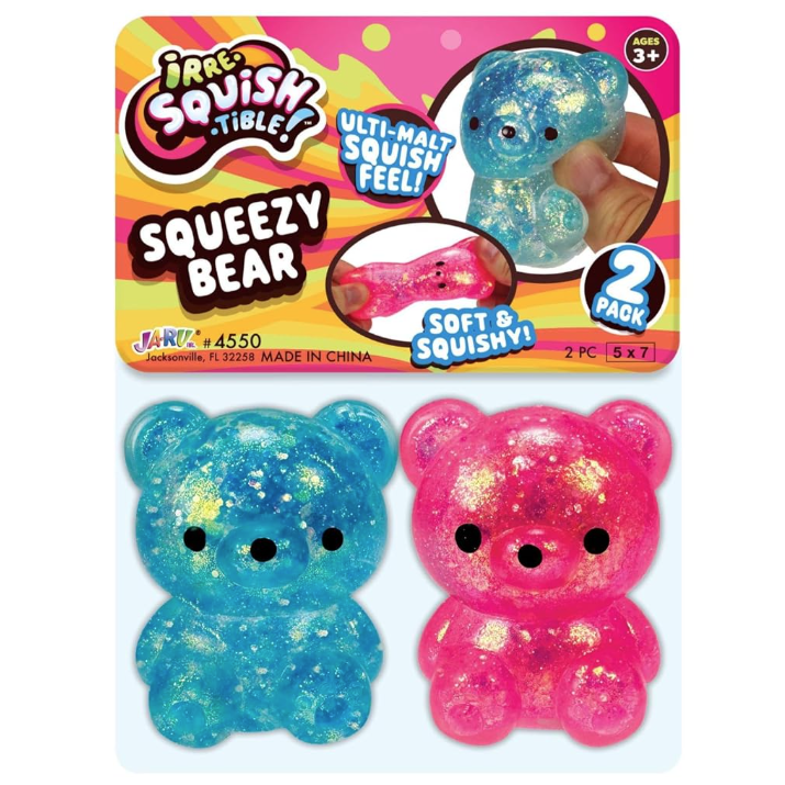 Ja-Ru 2.5 Inch Sparkle Glitter Bear -  2 Pack Maltose Squishy Sensory Toy
