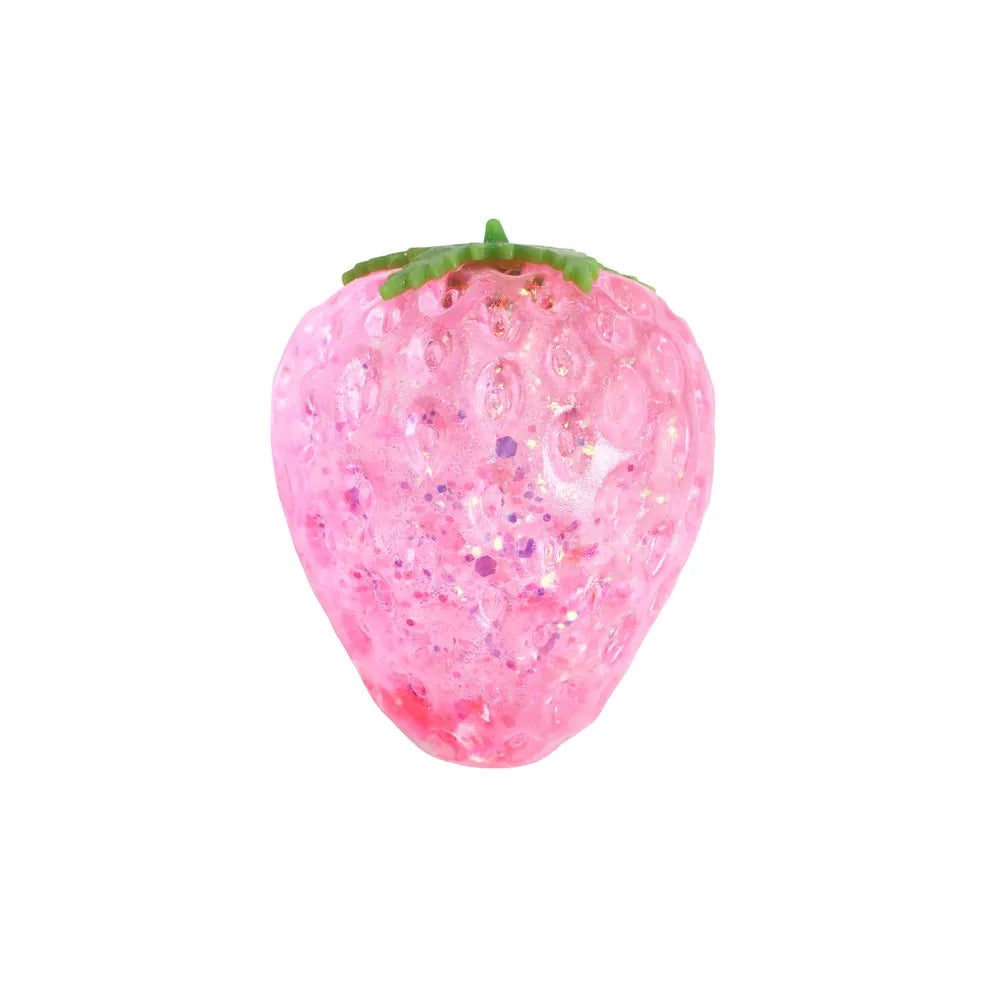 Sugar Gel Squishy 3 Inch Sparkle Strawberry Maltose Filled Sensory Toy - Assorted