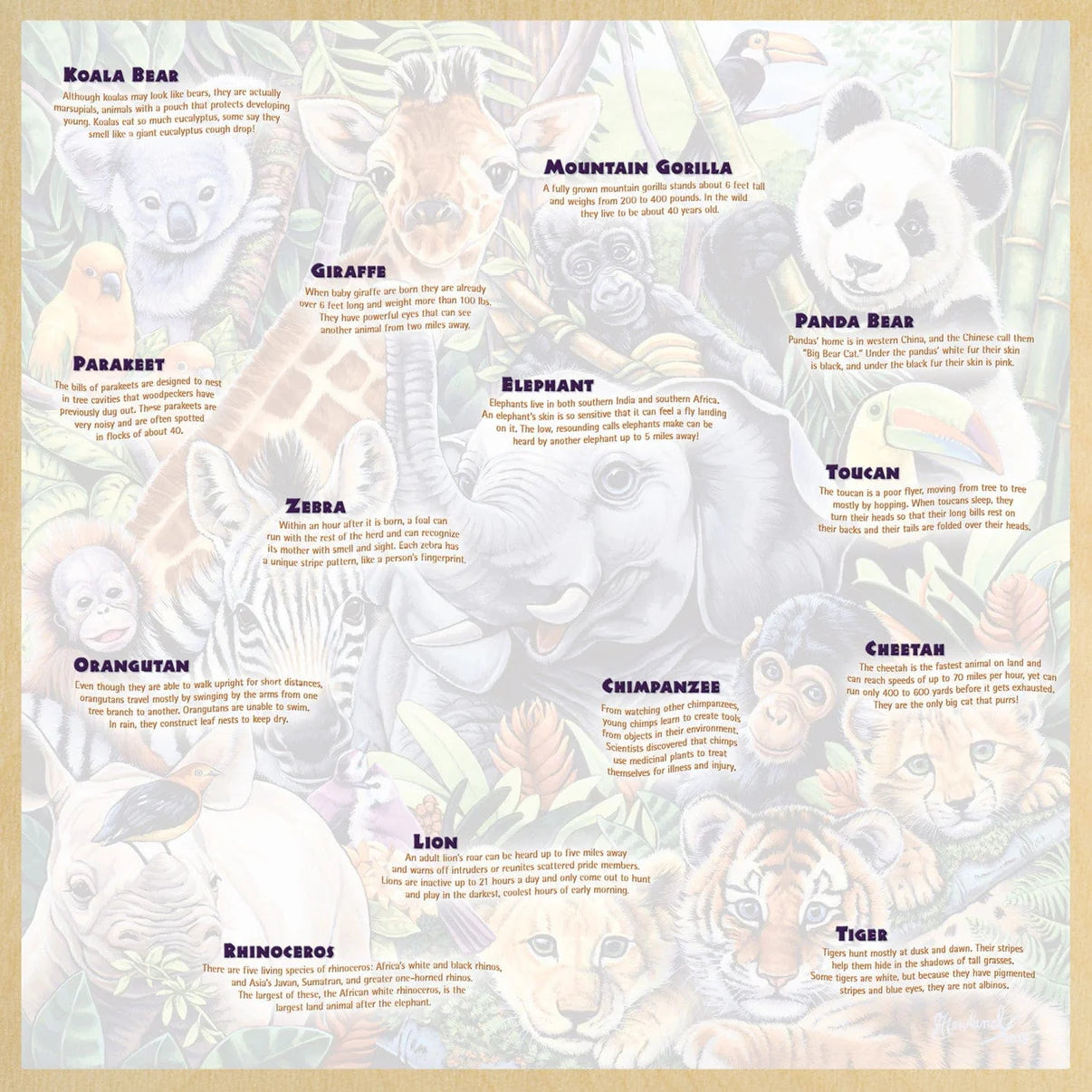MasterPieces Safari Friends Fun Facts 48 Piece Wood Jigsaw Puzzle