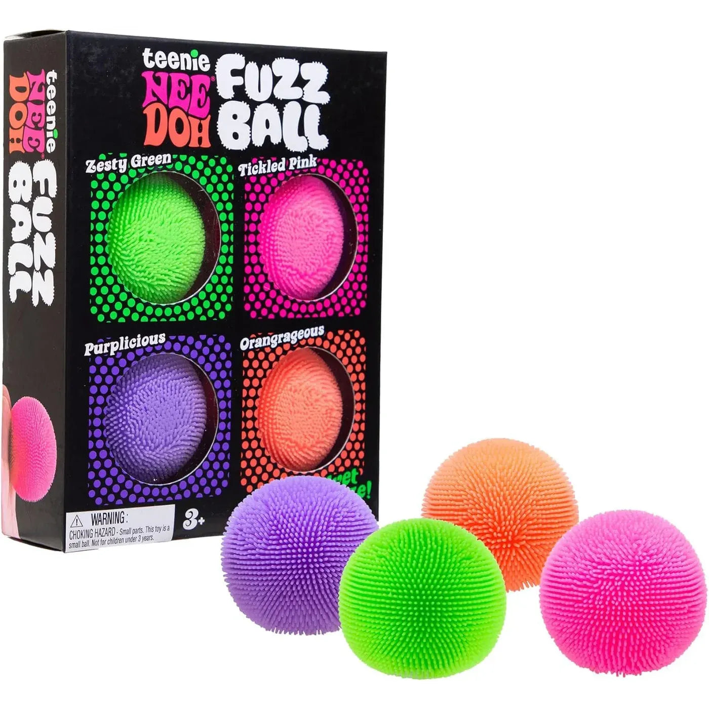 VIP Nee Doh Fuzz Ball Teenie 1.5 Inch Squish Ball Fidget Toy - Set of 4