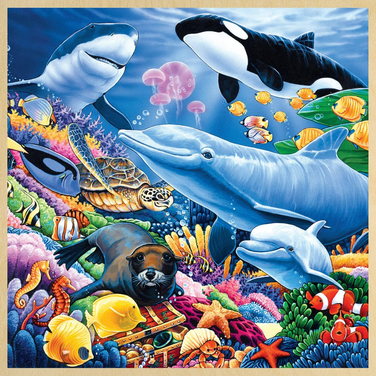 MasterPieces Undersea Friends Fun Facts 48 Piece Wood Jigsaw Puzzle
