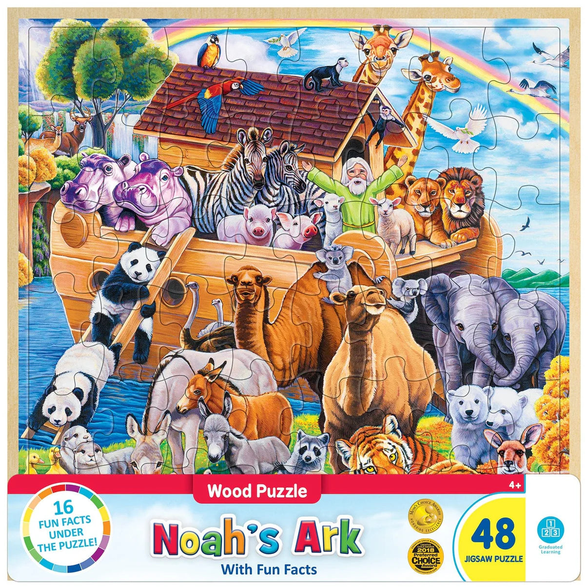 MasterPieces Noah's Ark Fun Facts 48 Piece Wood Jigsaw Puzzle