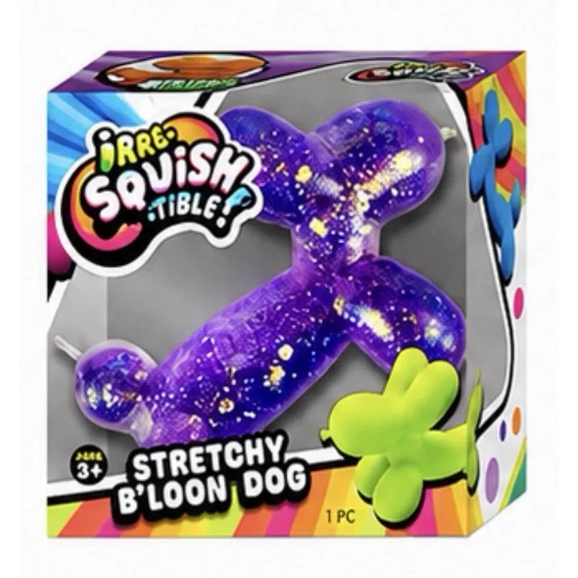 Ja-Ru 3.5 Inch SPARKLE Stretchy B'loon Dog -  Maltose Squishy Sensory Toy