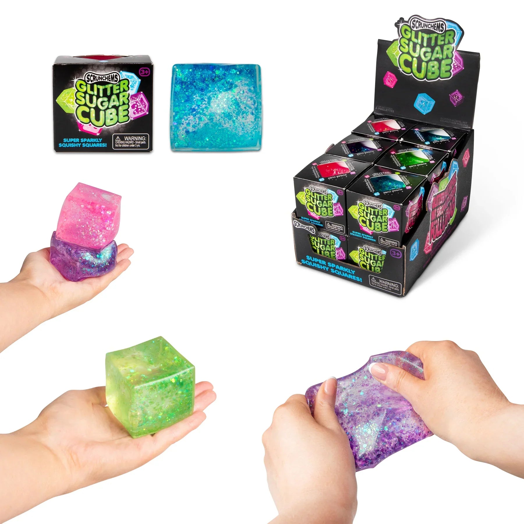 Scrunchems Glitter Sugar Cube 2.5 Inch Squishy Sensory Toy - Assorted