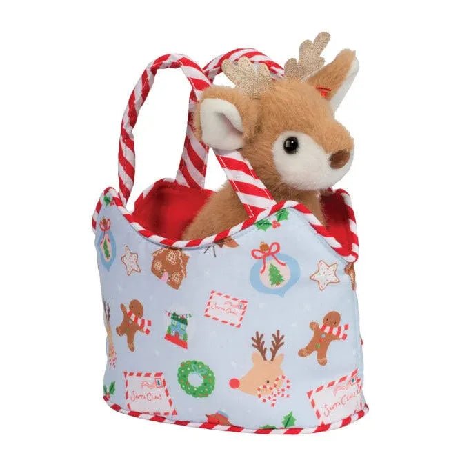 Douglas 7 Inch Cozy Christmas Sak with Reindeer Plush Toy