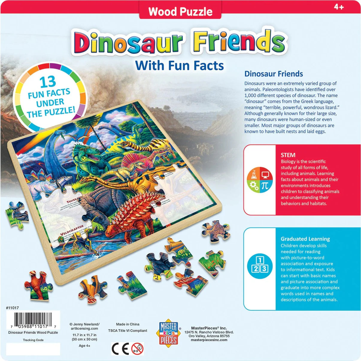 MasterPieces Dinosaur Friends Fun Facts 48 Piece Wood Jigsaw Puzzle