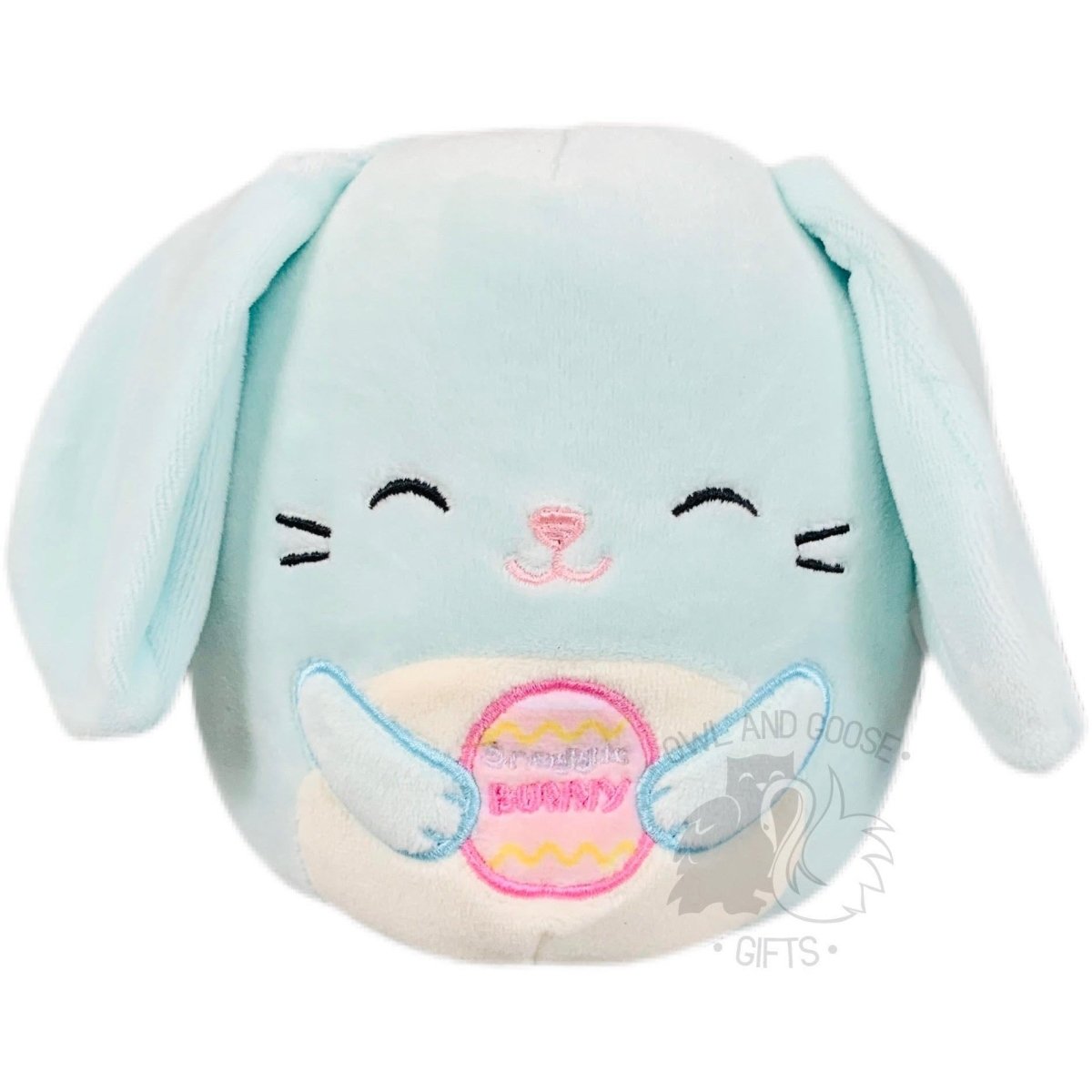 Squishmallow 5 Inch Xin the Blue Bunny Holding Egg Easter Plush Toy - Owl & Goose Gifts