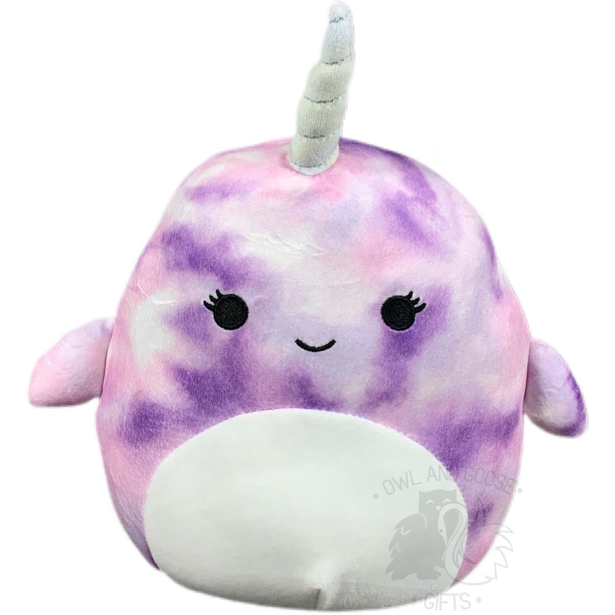 Squishmallow 8 Inch Nabila the Purple Tie Dye Narwhal Plush Toy - Owl & Goose Gifts