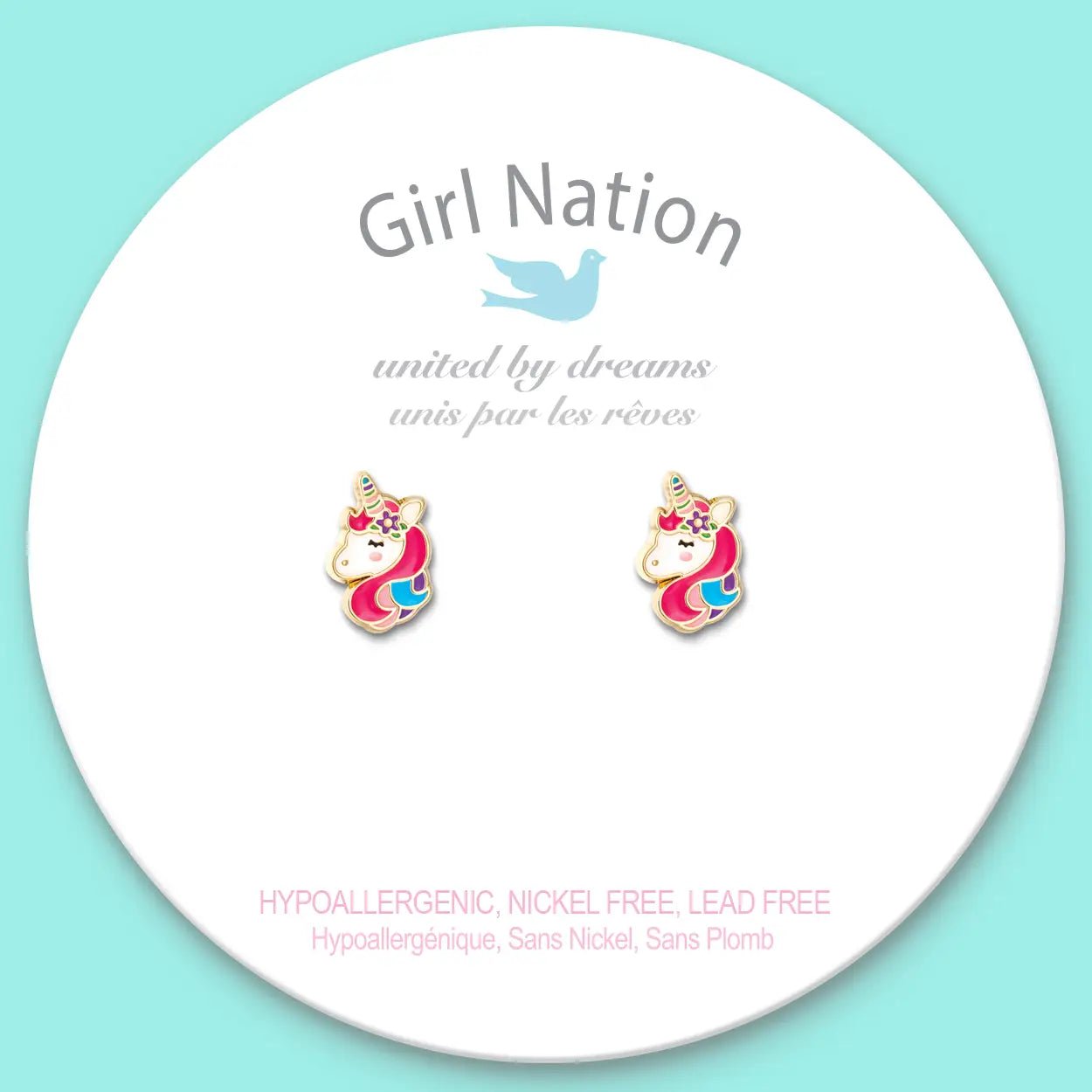 Girl Nation: Unicorn Dreams Cutie Stud Earrings - Owl & Goose Gifts